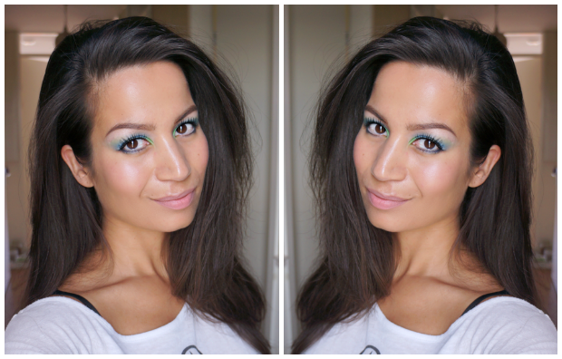 grasgroen en hemelsblauw eyelook