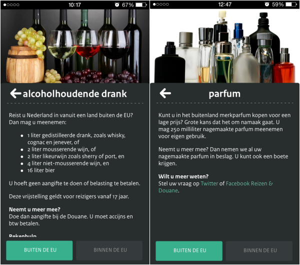 douane app drank parfum